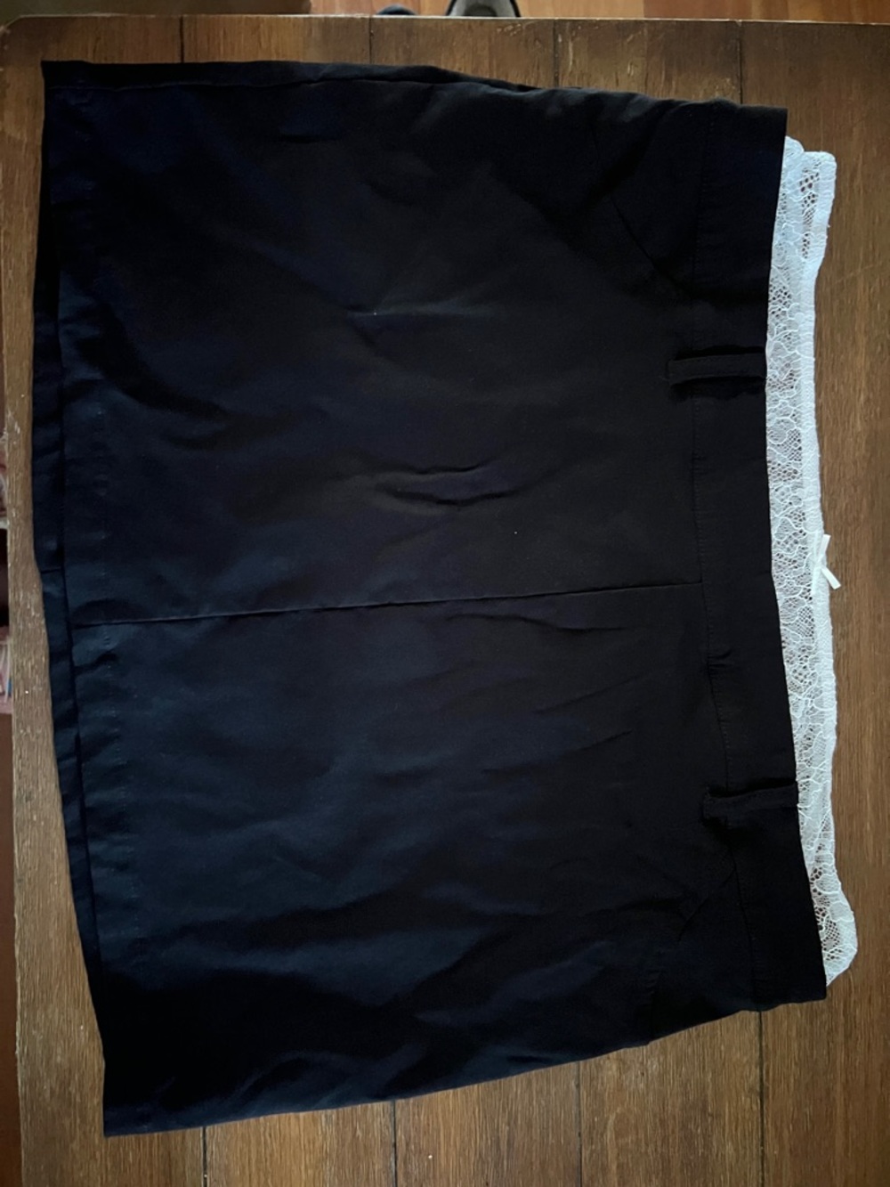 wild fable Black Midi Skirt with White Lace Trim